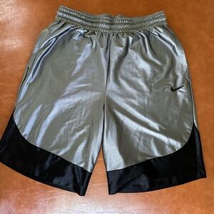 Nike L Gray & Black Basketball Shorts with Elastic Waistband
